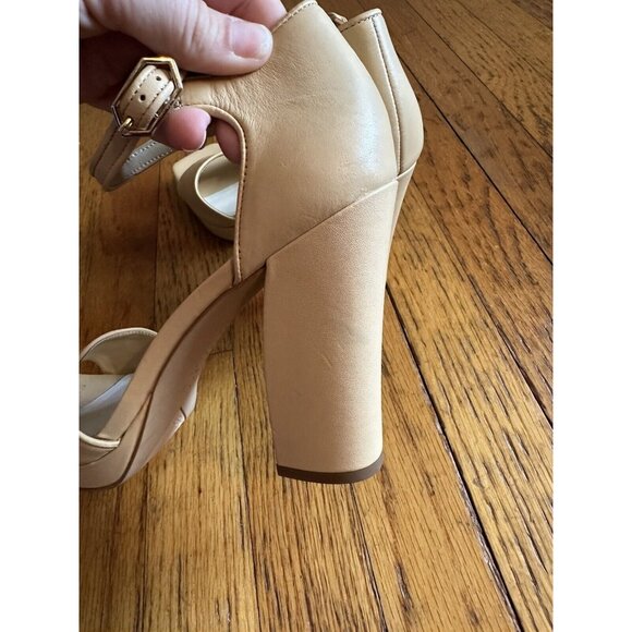 Franco Sarto Womens Dima Sandals Block Heel Beige Leather Size 8.5M (B) - Picture 5 of 8
